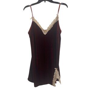 Velvet Ruby Red & Pink Lace Mini Dress Y2K Style Adjustable Straps Size L‎
